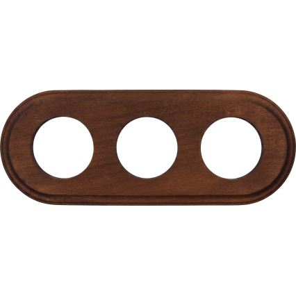 Elhard - Triple ceramic retro wall socket with SCHUKO frame 230V white/dark wood