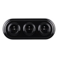 Elhard - Triple ceramic retro wall socket with frame, 230V, black