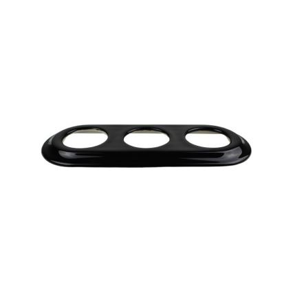 Elhard - Triple ceramic retro wall socket with frame, 230V, black