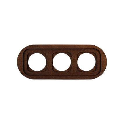 Elhard - Triple ceramic retro household socket with frame SCHUKO 230V black/dark wood