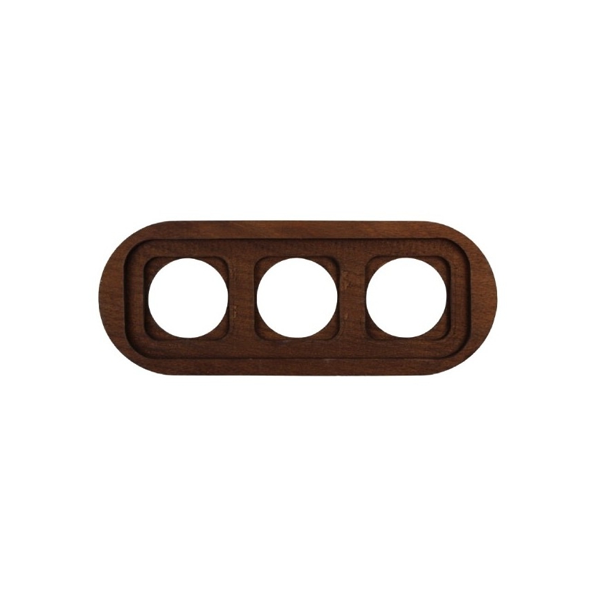 Elhard - Triple ceramic retro household socket with frame SCHUKO 230V black/dark wood