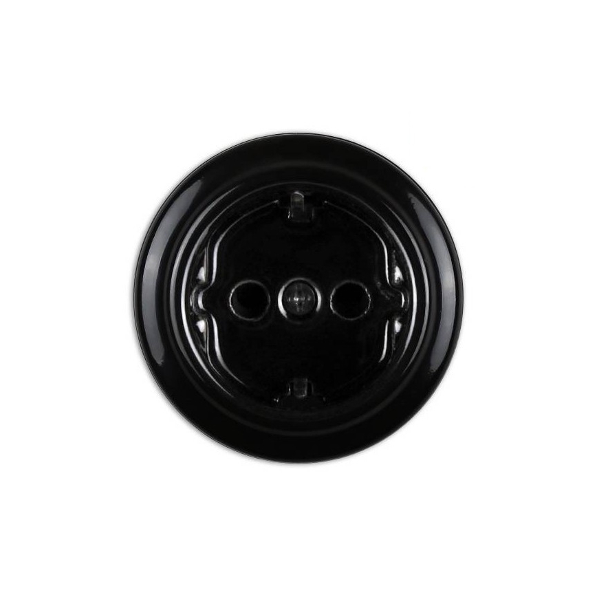 Elhard - Wall-mounted ceramic retro household SCHUKO outlet 230V black