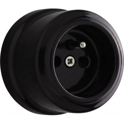 Elhard - Retro Ceramic Wall-Mounted Single-Pole Switch No. 1 and 230V Socket with Frame, Black