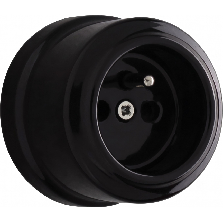 Elhard - Retro Ceramic Wall-Mounted Single-Pole Switch No. 1 and 230V Socket with Frame, Black