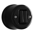 Elhard - Wall-mounted retro ceramic double staircase switch No. 6+6, Black