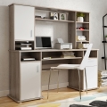 ELIAN Writing Desk with Shelf 160x53 cm, Sonoma Oak, Gray/White