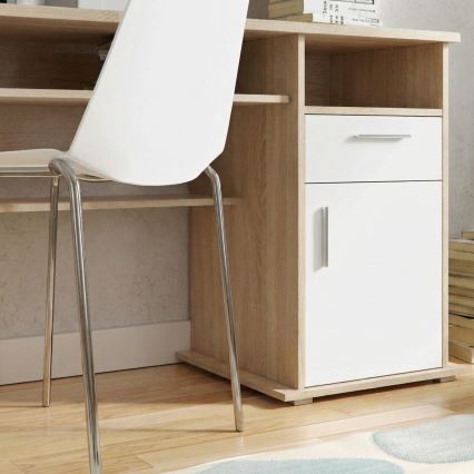 ELIAN Writing Desk with Shelf, 160x53 cm, Sonoma Oak/White
