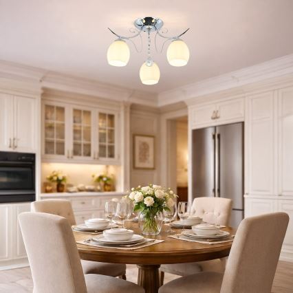 ELLA Flush-Mount Ceiling Light 3xE27/15W/230V, Polished Chrome