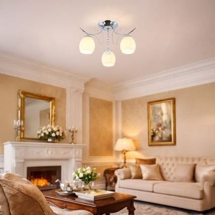 ELLA Flush-Mount Ceiling Light 3xE27/15W/230V, Polished Chrome