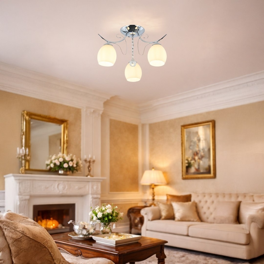 ELLA Flush-Mount Ceiling Light 3xE27/15W/230V, Polished Chrome
