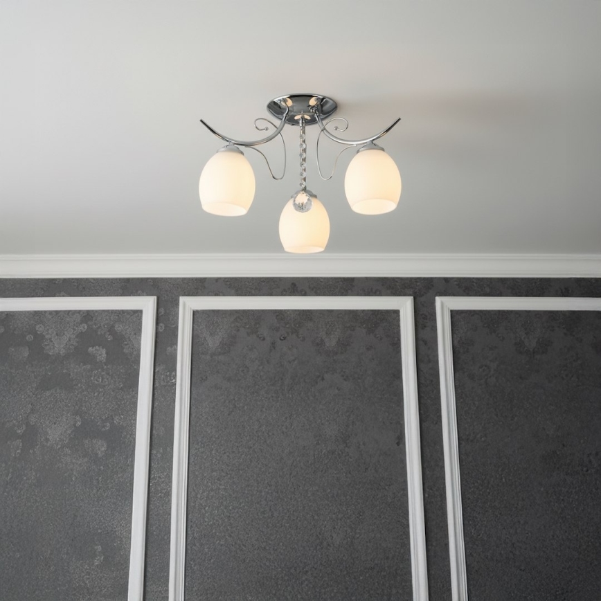 ELLA Flush-Mount Ceiling Light 3xE27/15W/230V, Polished Chrome