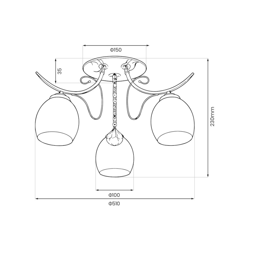 ELLA Flush-Mount Ceiling Light 3xE27/15W/230V, Polished Chrome