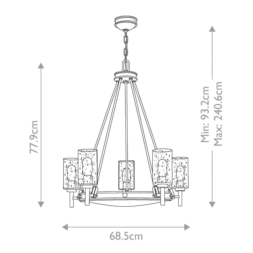 Elstead HK-COLLIER5 - Chandelier on a chain COLLIER 5xE27/100W/230V