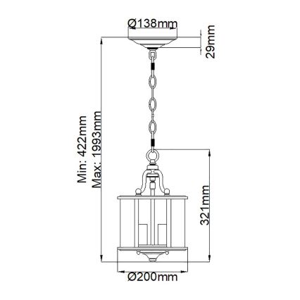 Elstead HK-GENTRY-P-S-PW - Chandelier on a chain GENTRY 3xE14/60W/230V