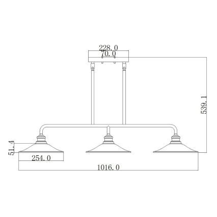 Elstead HK-RIGBY-ISLE-KZ - Chandelier on a pole RIGBY 3xE27/60W/230V
