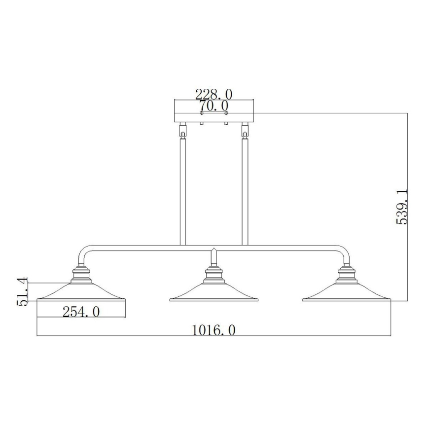 Elstead HK-RIGBY-ISLE-KZ - Chandelier on a pole RIGBY 3xE27/60W/230V