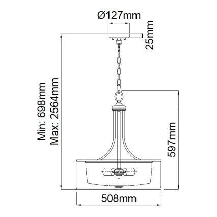 Elstead KL-LACEY-P-L-MB - Chandelier on a chain LACEY 4xE27/60W/230V