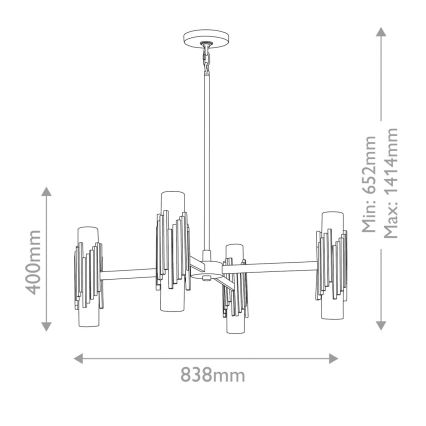 Elstead - MARVELE Rod Chandelier 8xE14/40W/230V, Gold