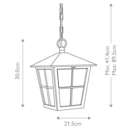 Elstead - Outdoor chandelier on a chain CANTERBURY 1xE27/100W/230V IP43 black