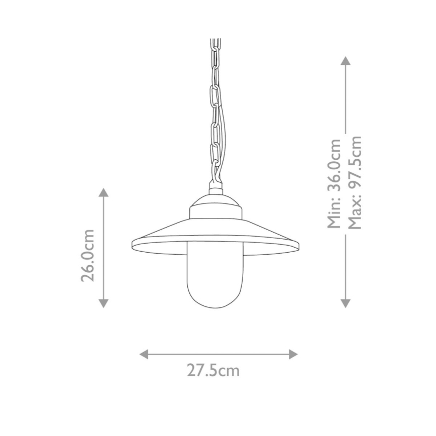 Elstead - Outdoor chandelier on a chain KLAMPENBORG 1xE27/60W/230V IP44