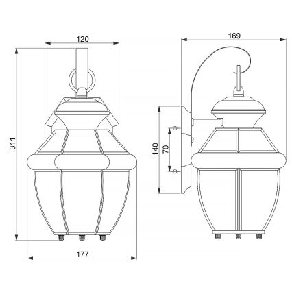 Elstead QZ-NEWBURY2-S-PB - Outdoor wall light NEWBURY 1xE27/150W/230V IP44