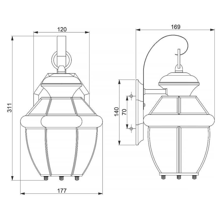 Elstead QZ-NEWBURY2-S-PB - Outdoor wall light NEWBURY 1xE27/150W/230V IP44