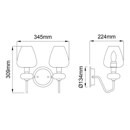 Elstead - Wall light ARMAND 2xE14/40W/230V black/brass