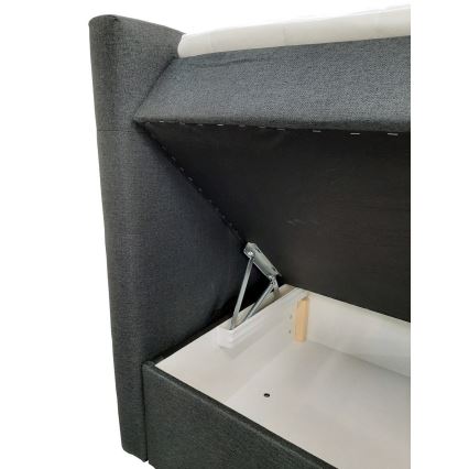 EMBER Upholstered Bed 160x200 cm with Mattresses, Mattress Topper and Built-in Storage — Anthracite