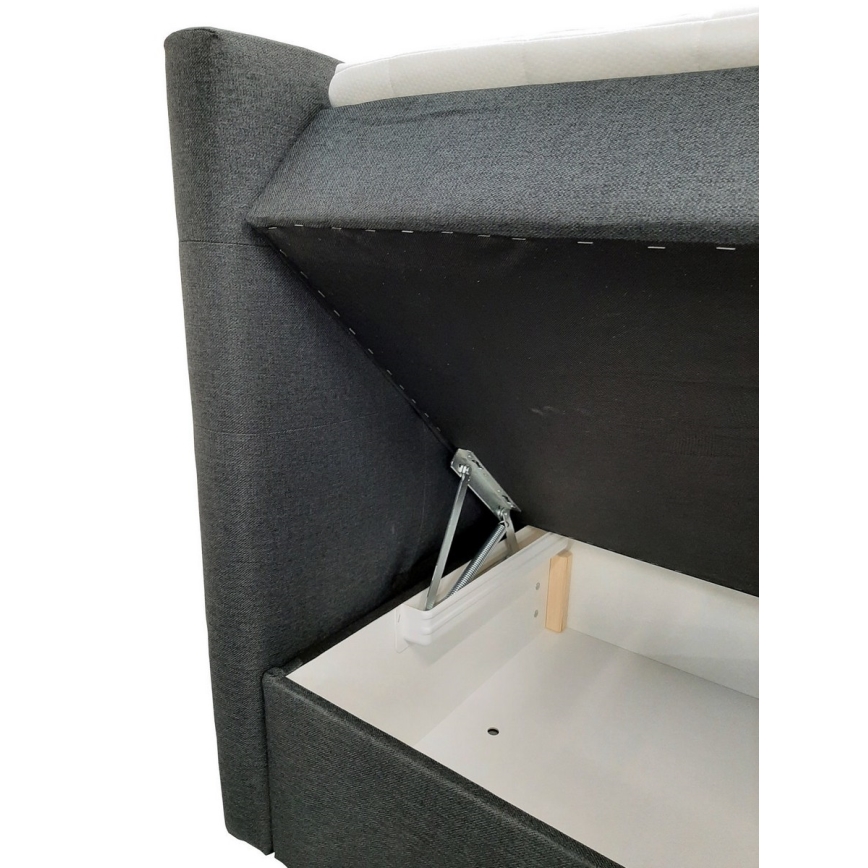 EMBER Upholstered Bed 160x200 cm with Mattresses, Mattress Topper and Built-in Storage — Anthracite
