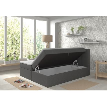 EMBER Upholstered Bed with Mattresses, Mattress Topper and Storage, 180x200 cm, Anthracite