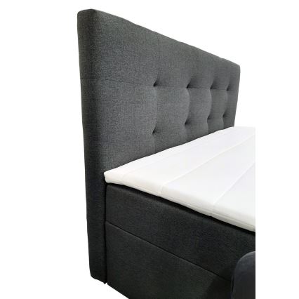 EMBER Upholstered Bed with Mattresses, Mattress Topper and Storage, 180x200 cm, Anthracite