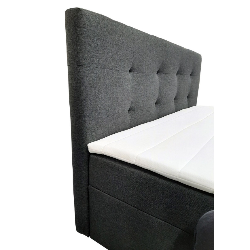 EMBER Upholstered Bed with Mattresses, Mattress Topper and Storage, 180x200 cm, Anthracite