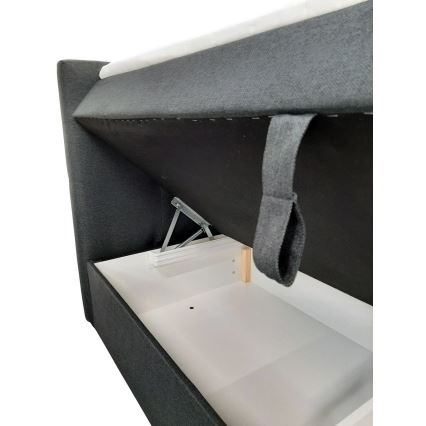 EMBER Upholstered Bed with Mattresses, Mattress Topper and Storage, 180x200 cm, Anthracite