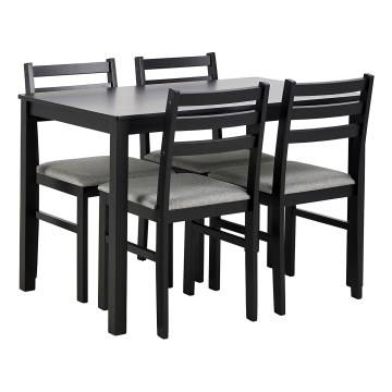 EMILY 5-piece dining set – table and 4 chairs, black