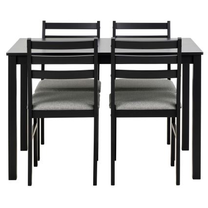 EMILY 5-piece dining set – table and 4 chairs, black