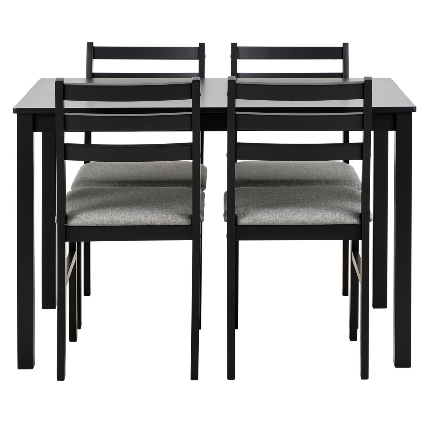 EMILY 5-piece dining set – table and 4 chairs, black