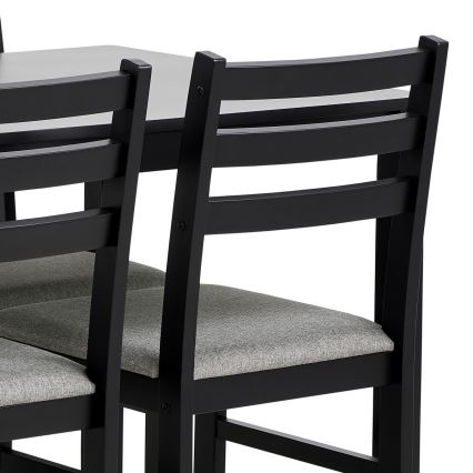 EMILY 5-piece dining set – table and 4 chairs, black