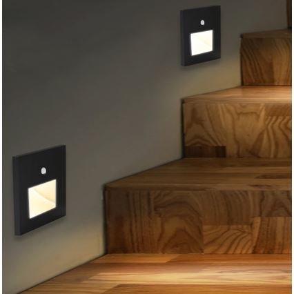 Emithor 70418 - LED Staircase light with a sensor SUNNY LED/1W/230V 4000K black