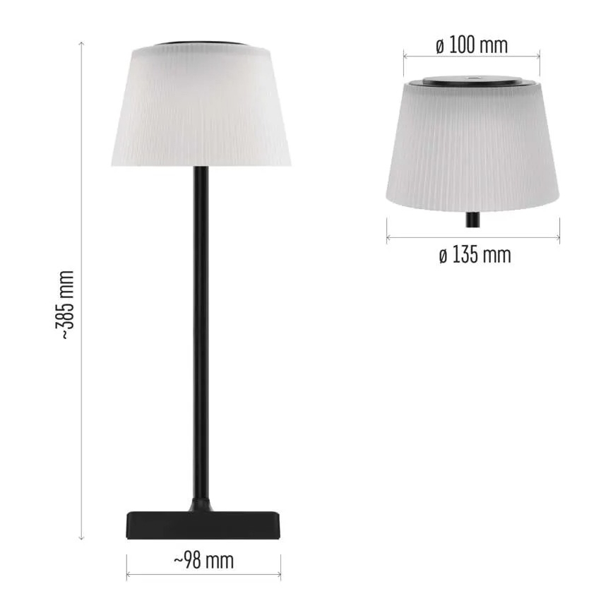 LED Dimmable rechargeable lamp KATIE LED/4W/10V 1800mAh IP44 CRI 90 black