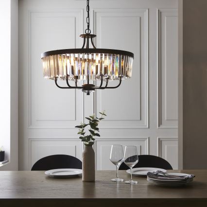 Endon 100711 - CHESTERFIELD Chain-Hung Chandelier, 6xE14/6W/230V, Ø 55 cm, Black