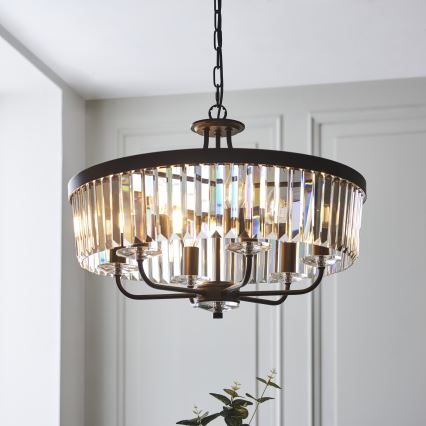 Endon 100711 - CHESTERFIELD Chain-Hung Chandelier, 6xE14/6W/230V, Ø 55 cm, Black