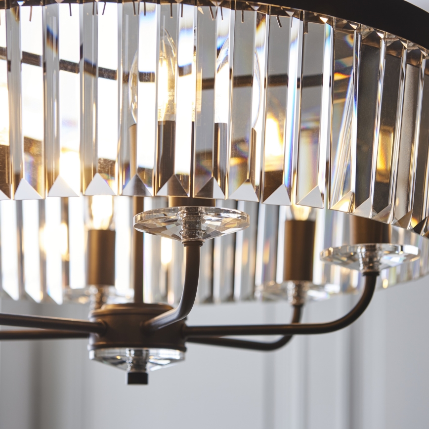 Endon 100711 - CHESTERFIELD Chain-Hung Chandelier, 6xE14/6W/230V, Ø 55 cm, Black