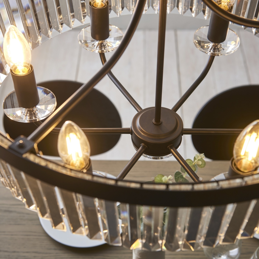 Endon 100711 - CHESTERFIELD Chain-Hung Chandelier, 6xE14/6W/230V, Ø 55 cm, Black