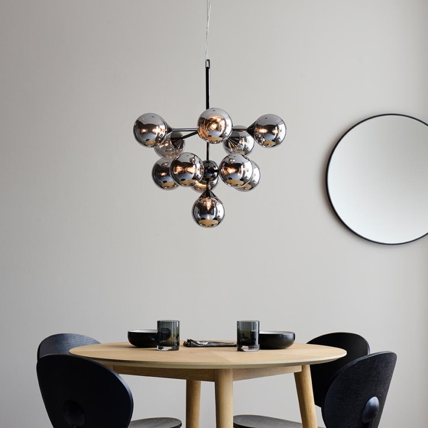 Endon 101147 - OSCAR Cable-Suspended Chandelier, 11xG9/18W/230V, Black/Smoked
