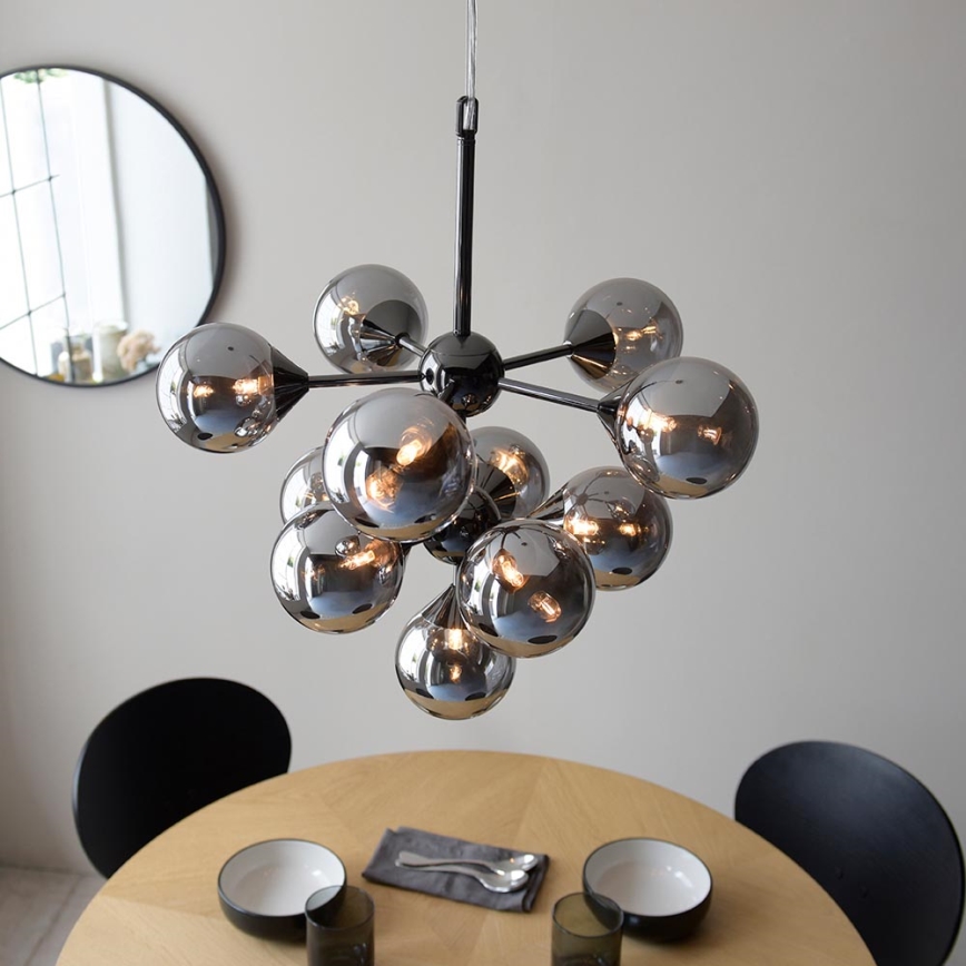 Endon 101147 - OSCAR Cable-Suspended Chandelier, 11xG9/18W/230V, Black/Smoked