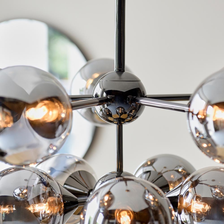 Endon 101147 - OSCAR Cable-Suspended Chandelier, 11xG9/18W/230V, Black/Smoked
