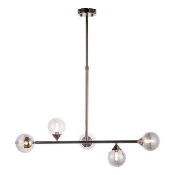 Endon 101348 - OTIS Rod-Mounted Chandelier 5xG9/3W/230V Black Chrome/Smoked Black