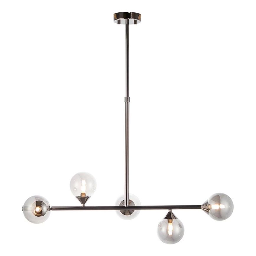 Endon 101348 - OTIS Rod-Mounted Chandelier 5xG9/3W/230V Black Chrome/Smoked Black