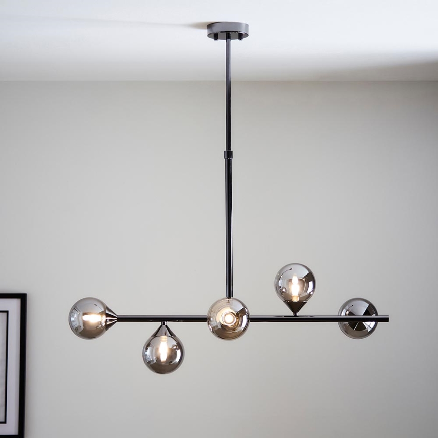 Endon 101348 - OTIS Rod-Mounted Chandelier 5xG9/3W/230V Black Chrome/Smoked Black