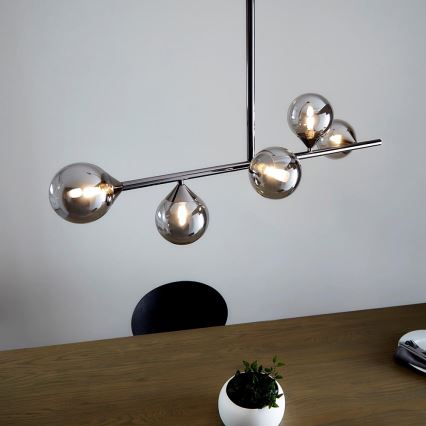 Endon 101348 - OTIS Rod-Mounted Chandelier 5xG9/3W/230V Black Chrome/Smoked Black